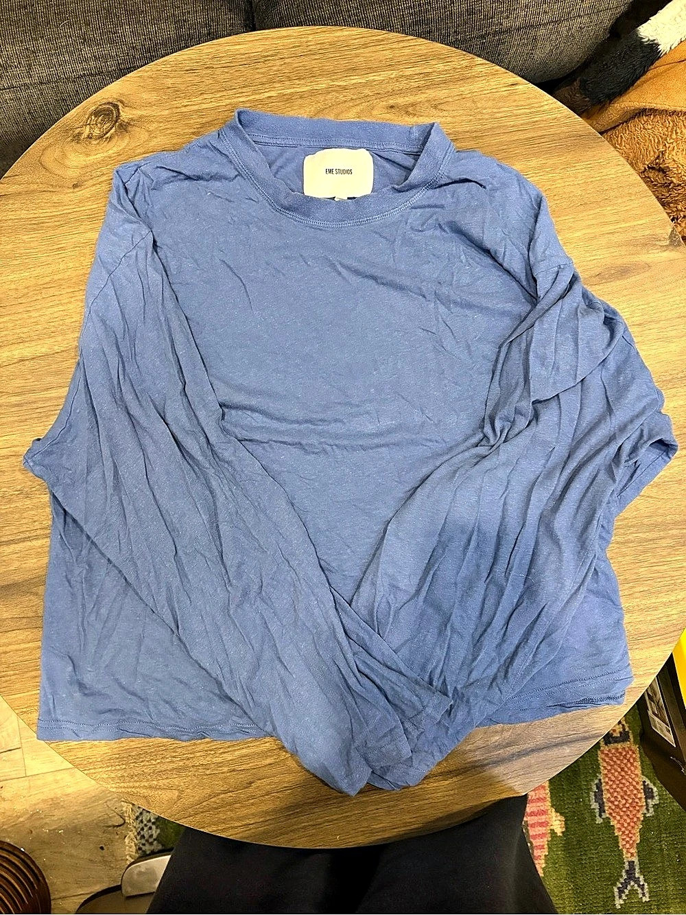 EME STUDIOS Metro Blue Long Sleeve Unisex Blue Large Tee